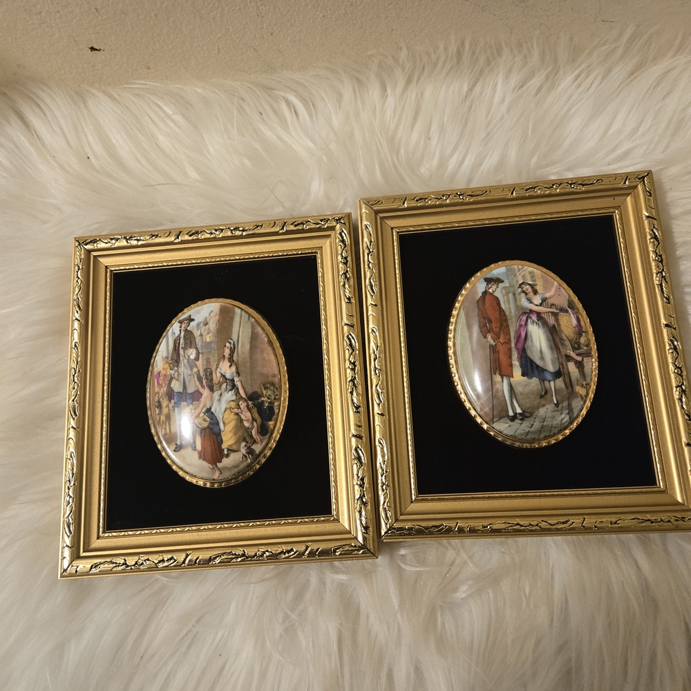 2 Vintage Countess Gold Framed Vintage Art Prints